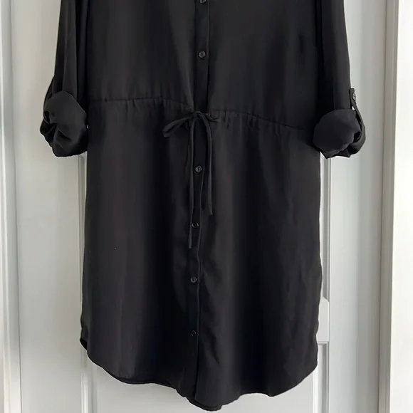 forever 21 black shirt dress Forever 21 T Shirt Mini Dress Black Keyhole Back S Curved Hem